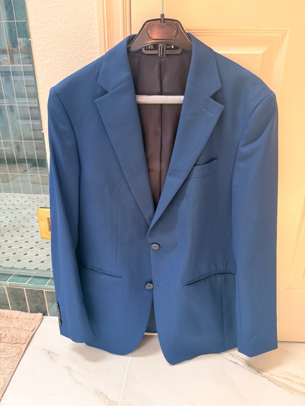 Zara Men's Blue Two-Button Notch Lapel Blazer